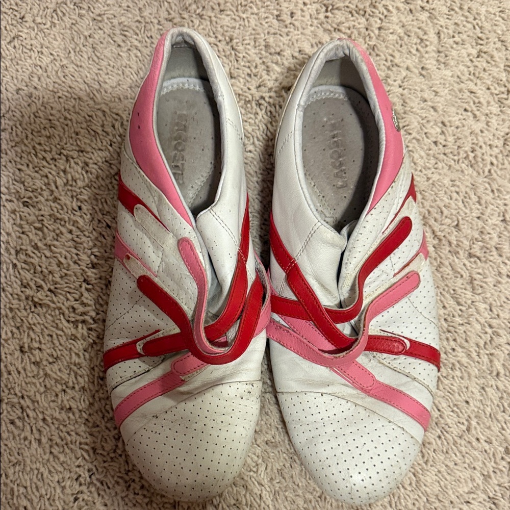 Lacoste Women's White, Pink, and Red Sneakers
